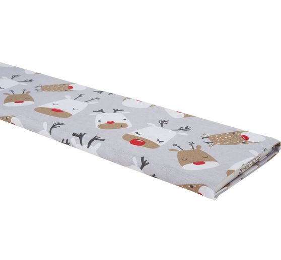 Motiv-Stoff Leinenoptik "Red Nose Rudi"