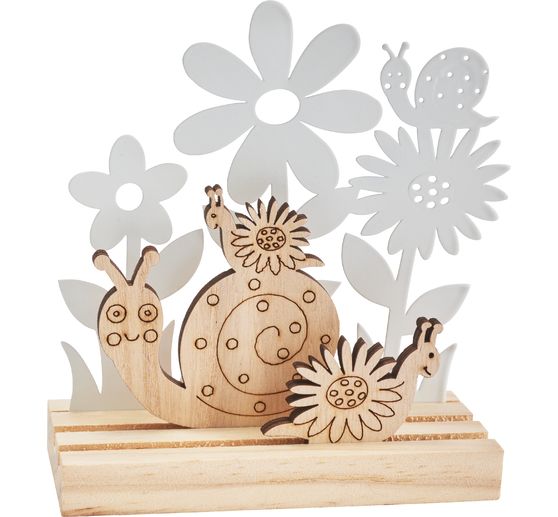 VBS Holzsteckmotiv mit Metallblumen "Schnecken"