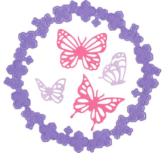 Punching template "Butterfly wreath"