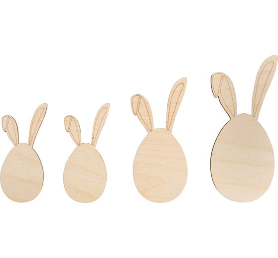 Holz-Hasenköpfe, 4er Set