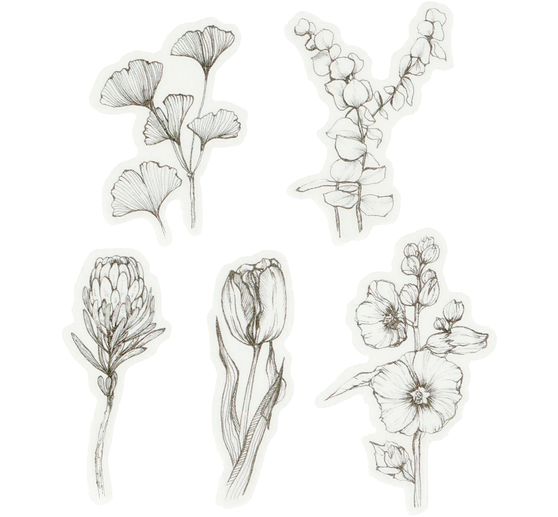 Washi Sticker "Blumen Schwarz/Weiß"