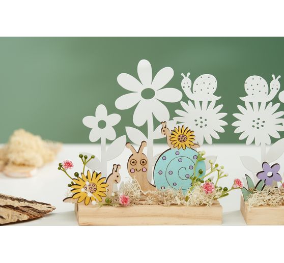 VBS Holzsteckmotiv mit Metallblumen "Schnecken"