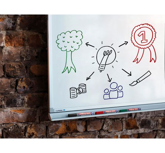 edding 250 Whiteboard Marker mit Aluminium-Schaft "Rundspitze", 4er-Set