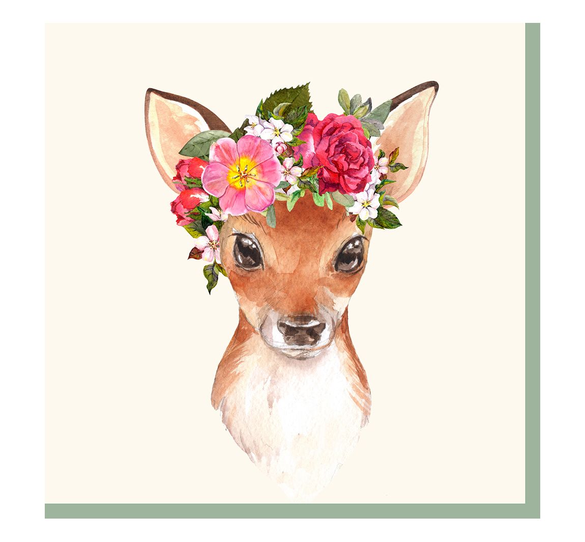 Serviette "Blumen Reh"