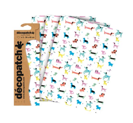 Décopatch-Papier fluoreszierend "Hunde"