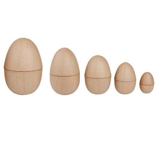 Pappmaché-Eier, teilbar, 5-er Set