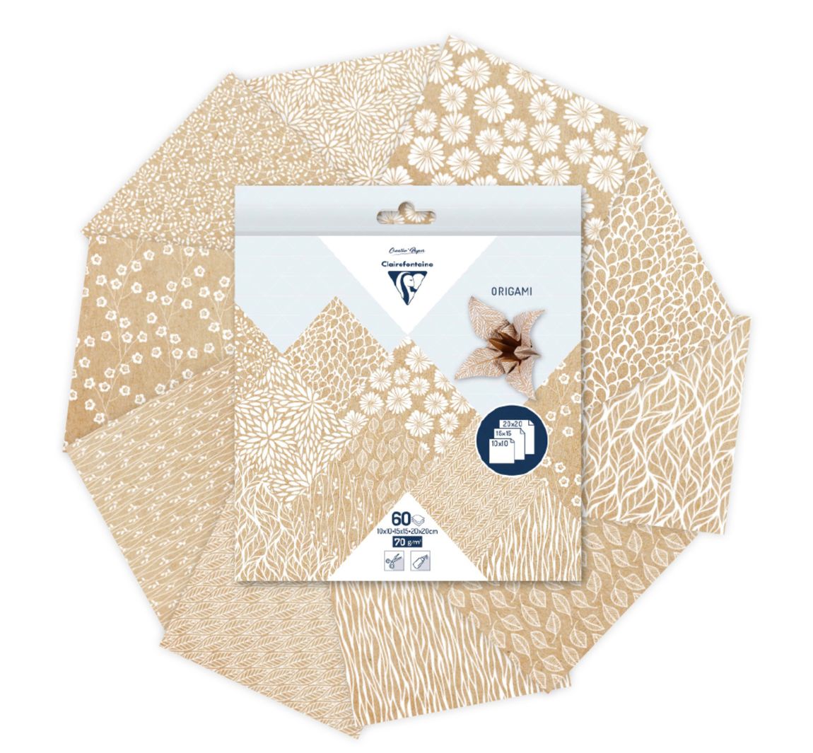 Faltpapier-Sortiment "Kraftpapier Floral"