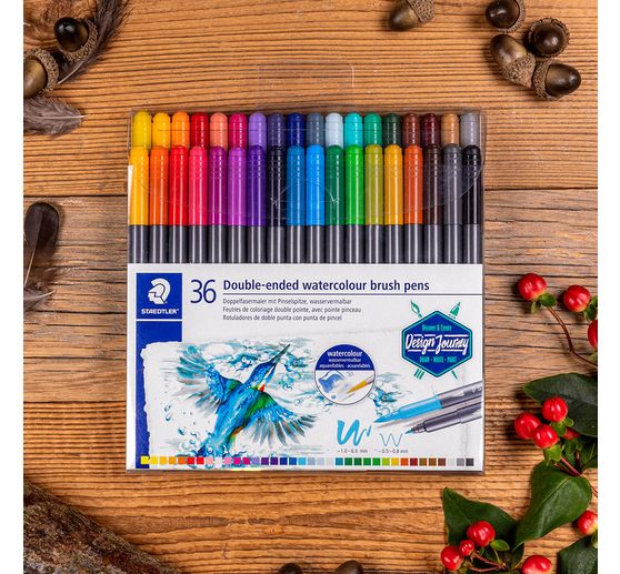 STAEDTLER Doppelfasermaler mit Pinselspitze, 36 Stück