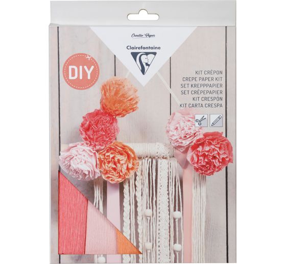 Crêpepaper handicraft set "Decoration with flowers and macramé"