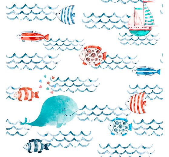 Cotton fabric "In the sea"