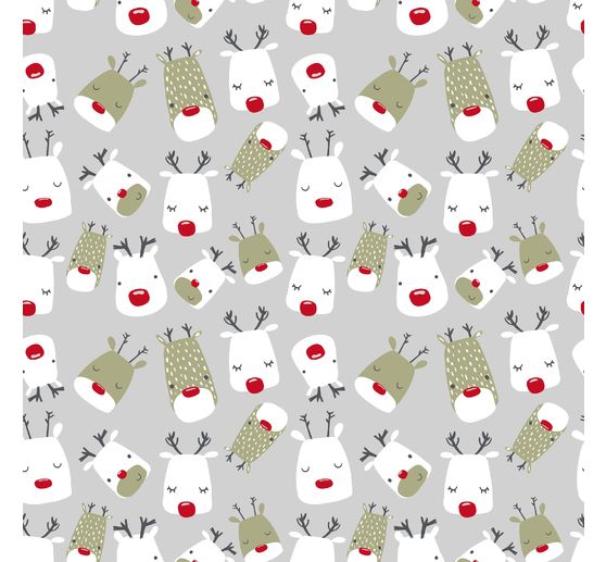 Motiv-Stoff Leinenoptik "Red Nose Rudi"