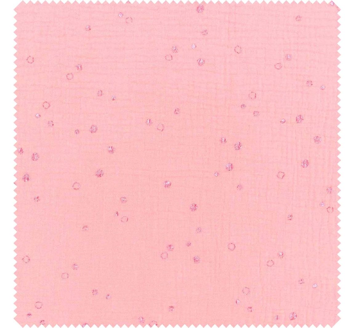 Krinkel-Musselin Baumwoll-Stoff mit Metallic-Effekt "Wild Dots-Lachsrosa"