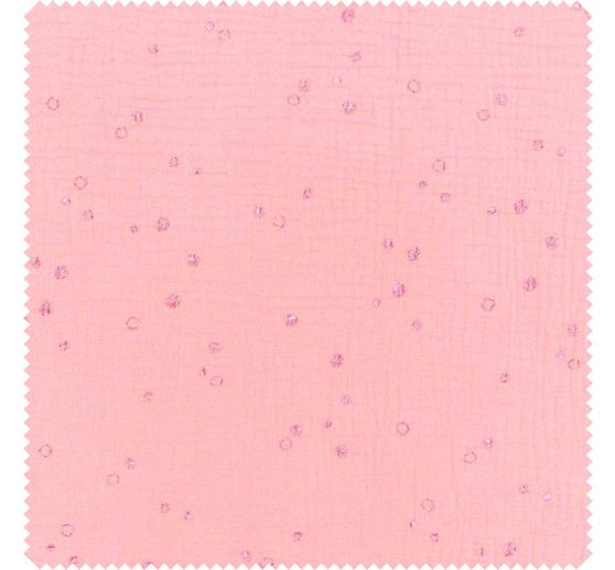 Krinkel-Musselin Baumwoll-Stoff mit Metallic-Effekt "Wild Dots-Lachsrosa"
