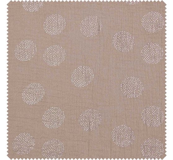 Krinkel-Musselin Baumwoll-Stoff mit Metallic-Effekt "Sakura Blossom Taupe"
