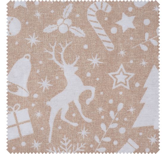 Motif fabric linen look "Xmas all over"