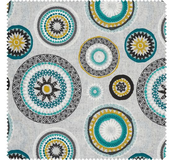 Motif fabric linen look "Mandala circles"