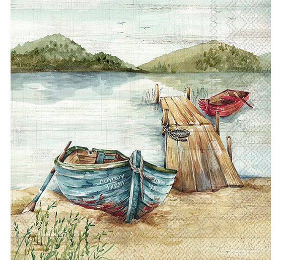 Serviette "Boote am Fluss"