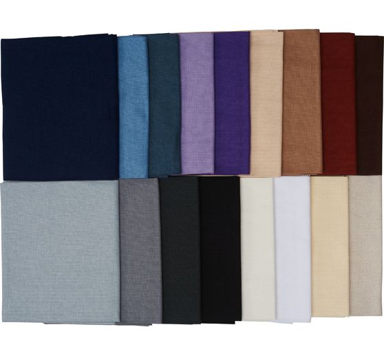 Stoffpaket Patchy Uni "Lavendel-Braun-Natur-Weiß", 17 Zuschnitte