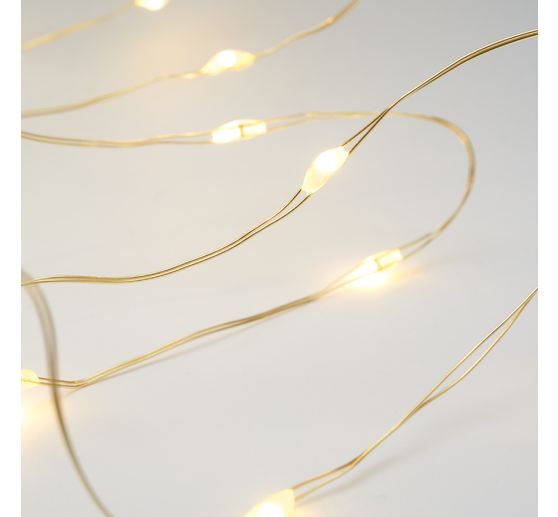 Micro-LED-Lichterkette, mit Timer, goldfarbener Draht, 20 LEDs