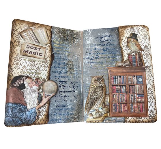Motiv-Strohseide "Vintage Library Flowers"