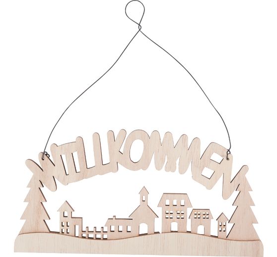 VBS Holz-Schild "Willkommen"
