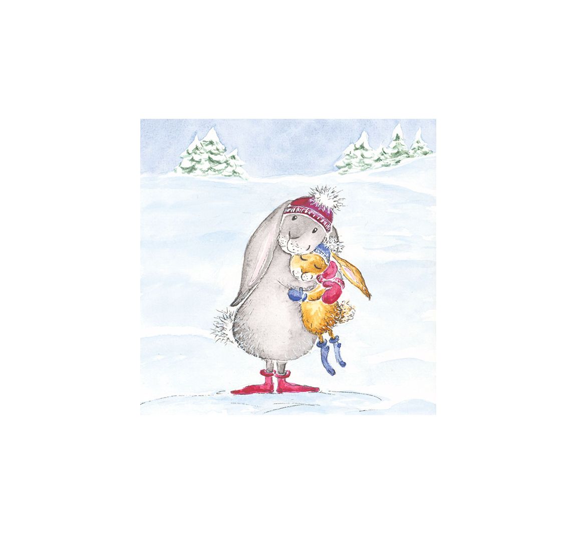Serviette "Schneehase"