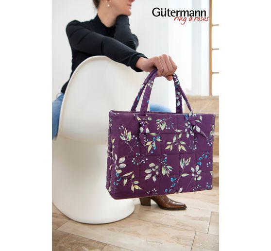Baumwoll-Stoff "Brilliant" Zweige-Aubergine