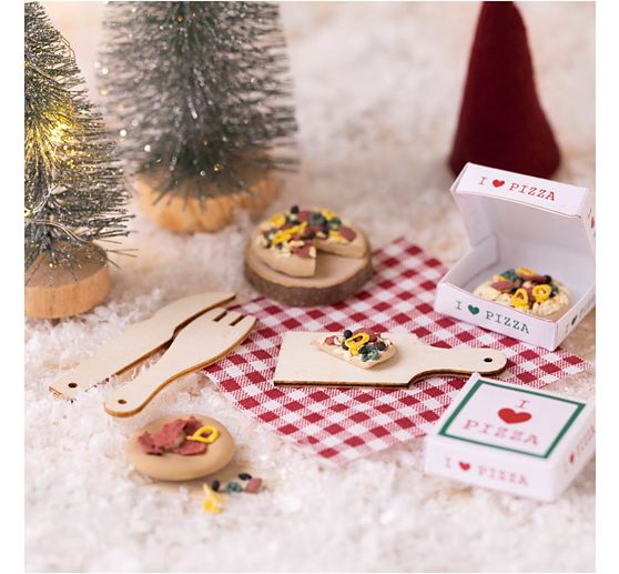Mini Bastelset Wichteltür "Pizza"