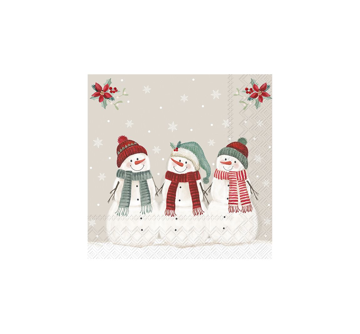 Serviette "Drei Schneemänner"