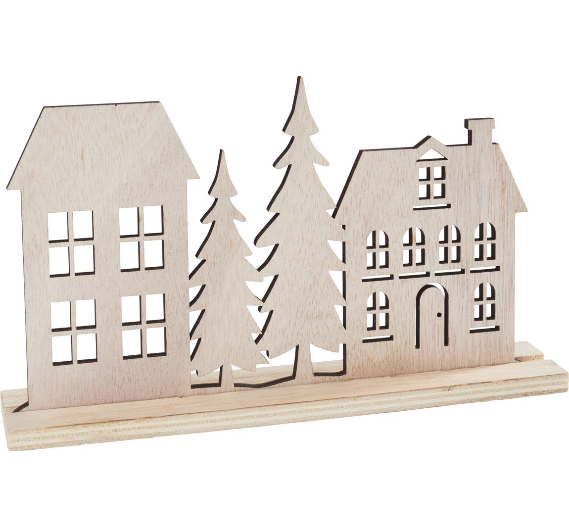 VBS Holz-Steckmotiv "Häuser und Tannen"