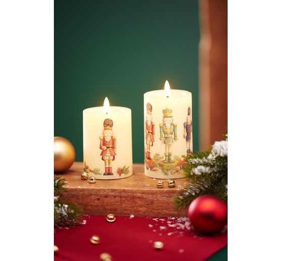 LED-Echtwachs Kerze "12,5 x 7,5 cm", mit Timer