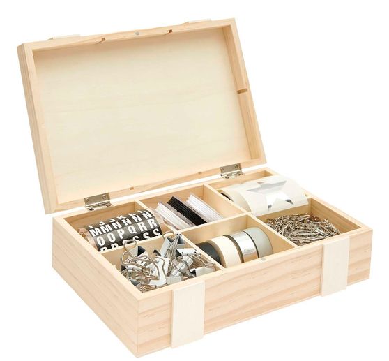 Holz-Kiste / Aufbewahrungsbox mit 6-facher Einteilung