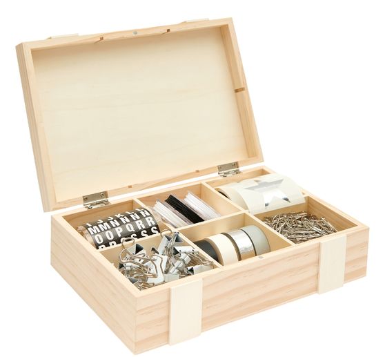 Holz-Kiste / Aufbewahrungsbox mit 6-facher Einteilung