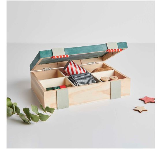 Holz-Kiste / Aufbewahrungsbox mit 6-facher Einteilung