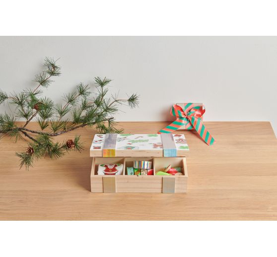 Holz-Kiste / Aufbewahrungsbox mit 6-facher Einteilung