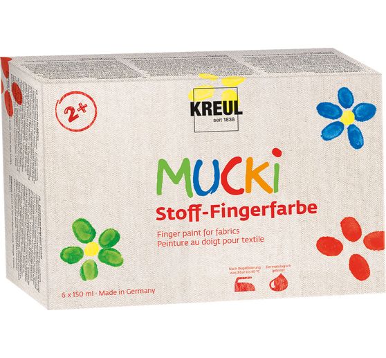 MUCKI Stoff-Fingerfarbe, 6er-Set