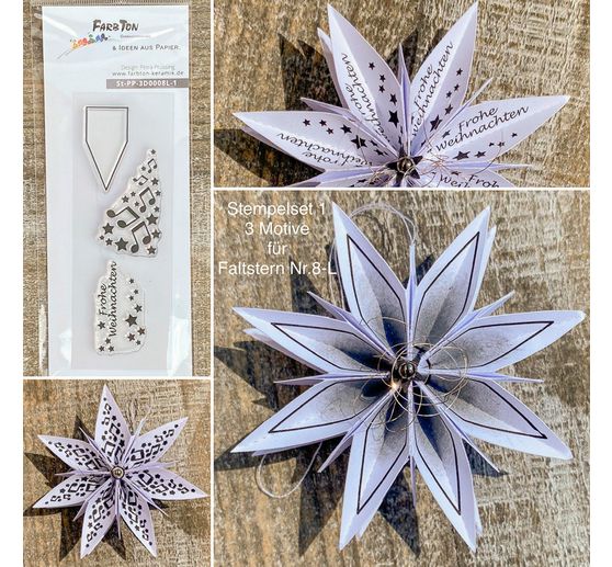 Silicone stamp for folding star medium "Frohe Weihnachten"