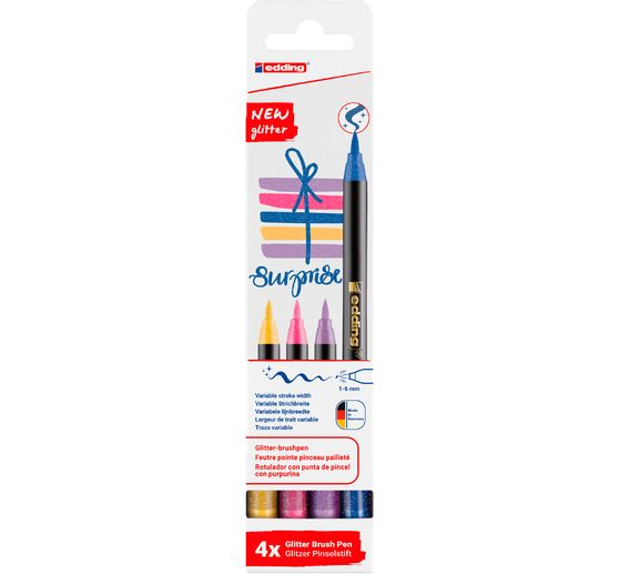 edding 1340 Pinselstift "Glitzer", 4er-Set