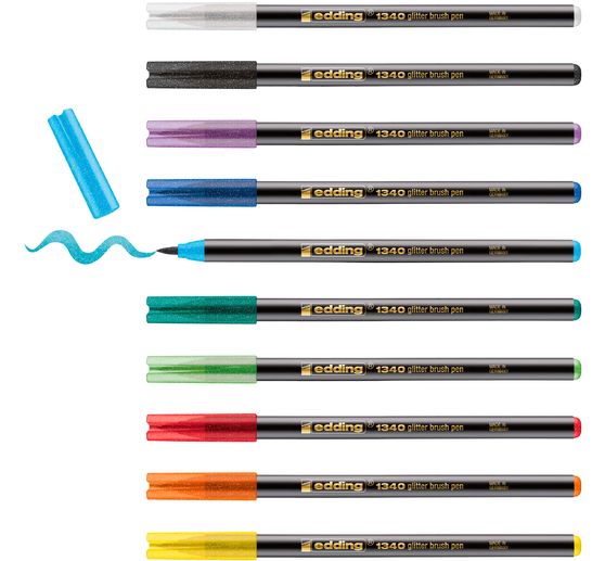 edding 1340 Brush pens "Glitter", set of 10