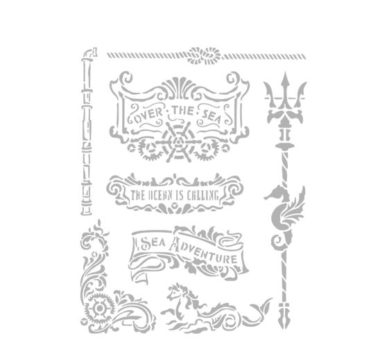 Schablone "Songs of the Sea - Plates and trident"