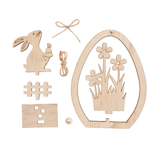 VBS Holz-Steckmotiv Ei-Anhänger "Hase mit Möhre"