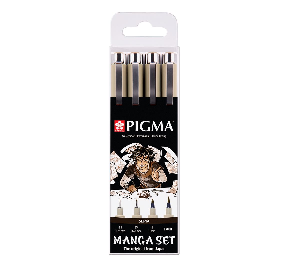 Sakura Pigma Micron "Manga Sammlung", 4er-Set, Sepia