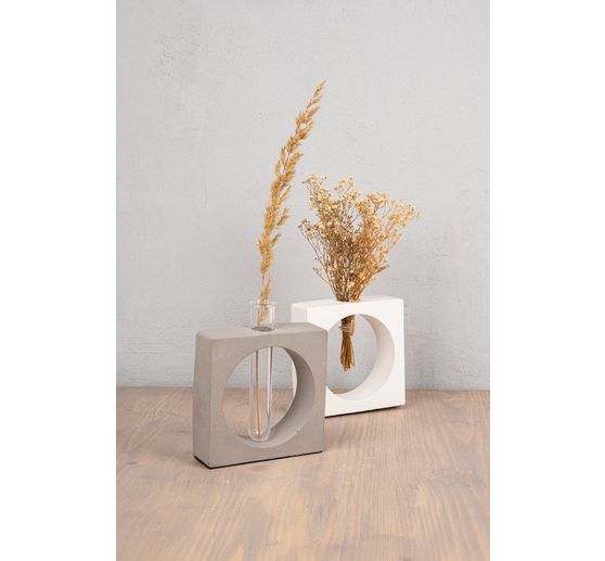 Silikon Gießform "Vase Quadrat mit Kreis"