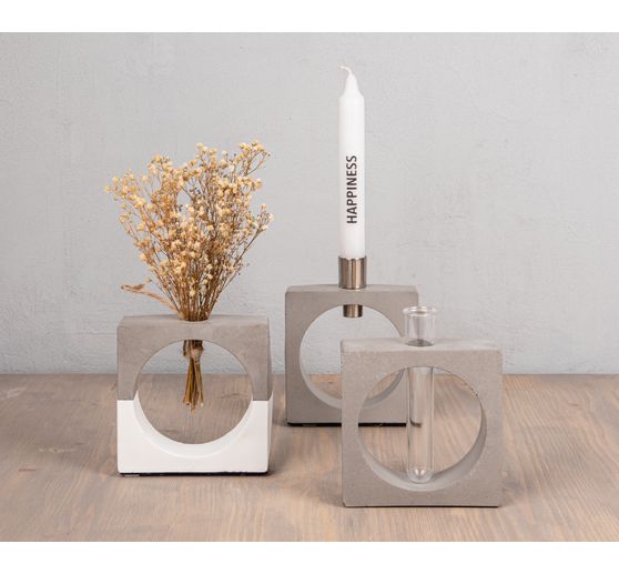 Silikon Gießform "Vase Quadrat mit Kreis"