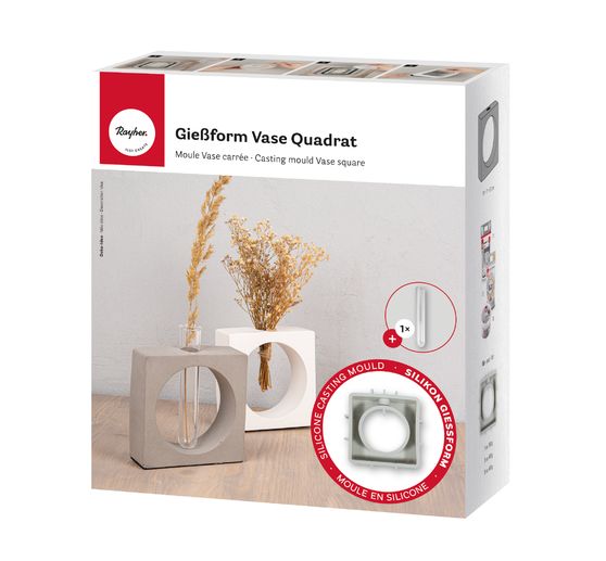 Silikon Gießform "Vase Quadrat mit Kreis"