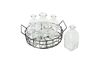 Wire basket with 6 glass bottles