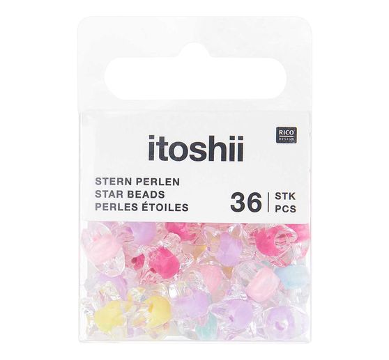 itoshii Perlen-Set "Sterne Transparent mit Farbeinzug"