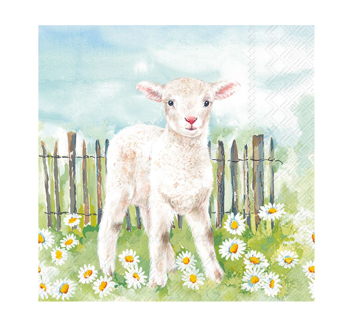 Serviette "Lämmchen auf der Wiese"