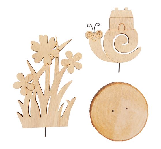 VBS Wooden building kit on bark disc "Snail Herbie"