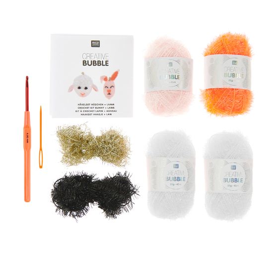 Rico Design Creative Bubble Häkelset "Häschen + Lamm"